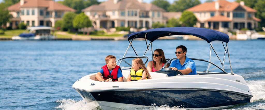 Family enjoying the lake. 